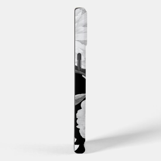 Zwart & Witte Pioenen Waterverf Bloemen Monogram Case-Mate iPhone Case (Achterkant / Rechts)