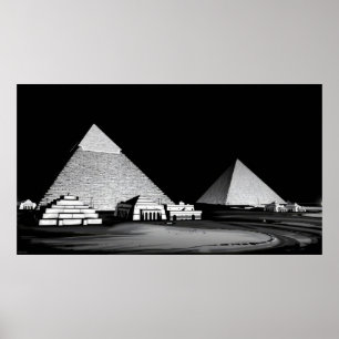 Zwart-witte piramides poster