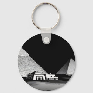 Zwart-witte piramides sleutelhanger