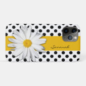 Zwart-witte poka Dots, Daisy iPhone 11 Hoesje (Achterkant (horizontaal))