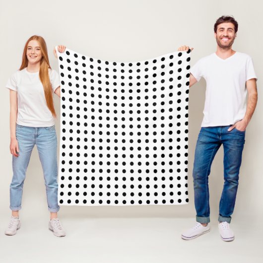 Zwart-witte poka Dots Fleece Deken (In situ)