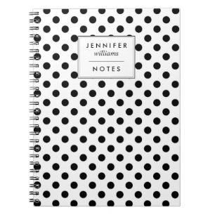 Zwart-witte poka Dots gepersonaliseerd Notitieboek