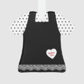 Zwart-witte poka Dots Pinafore Lace Trim Ornament (achterkant)