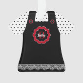 Zwart-witte poka Dots Pinafore Lace Trim Ornament (voorkant)