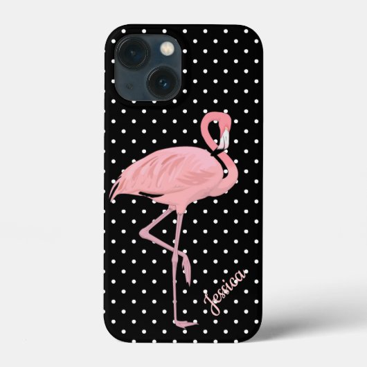Zwart-witte pokadop met Flamingo Case-Mate iPhone Case (Achterkant)