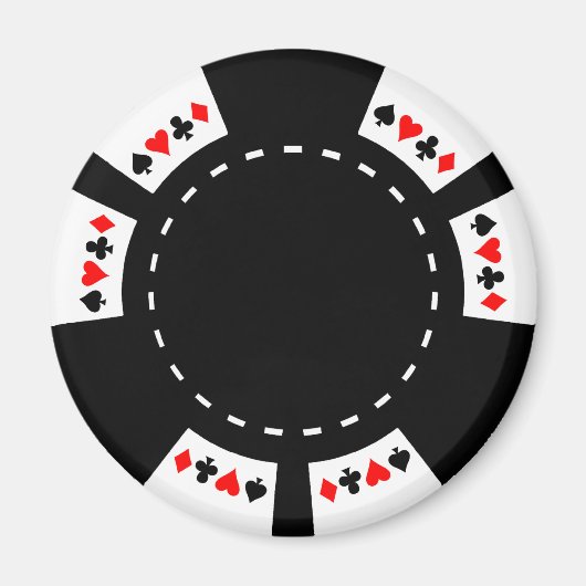 Zwart-witte poker Chip Magneet (Voorkant)