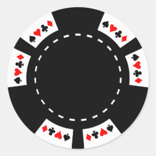 Zwart-witte poker Chip Ronde Sticker