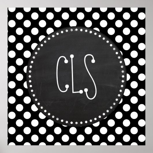 Zwart-witte pooldots; alkbordvormig poster (Voorkant)