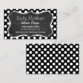 Zwart-witte pooldots; alkbordvormig visitekaartje (Voorkant / Achterkant)