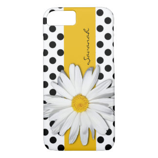 Zwart-witte pooldots, Daisy iPhone 7 Hoesje