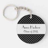 Zwart-witte pooldots, gedopt, Afstuderen Sleutelhanger (Voorkant)