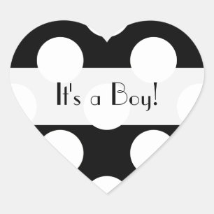 Zwart-witte pooldots, gedopt, Baby shower Hart Sticker