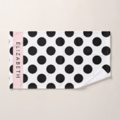 Zwart-witte pooldots, gedopt, Jouw naam Bad Handdoek (Handdoek)