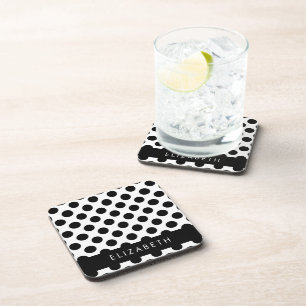 Zwart-witte pooldots, gedopt, Jouw naam Bier Onderzetter