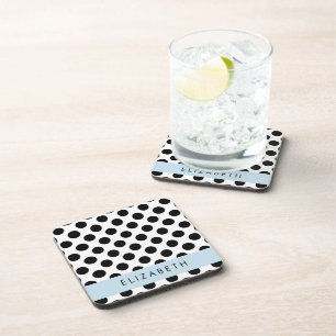 Zwart-witte pooldots, gedopt, Jouw naam Bier Onderzetter