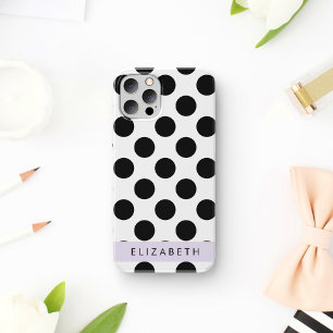 Zwart-witte pooldots, gedopt, Jouw naam iPhone 12 Pro Hoesje