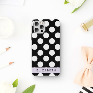 Zwart-witte pooldots, gedopt, Jouw naam iPhone 12 Pro Hoesje
