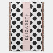 Zwart-witte pooldots, gedopt, Jouw naam Deken (Voorkant Verticaal)