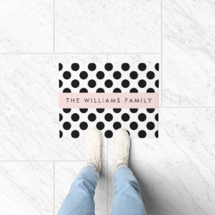 Zwart-witte pooldots, gedopt, Jouw naam Deurmat