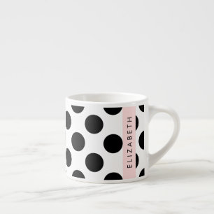 Zwart-witte pooldots, gedopt, Jouw naam Espresso Kop