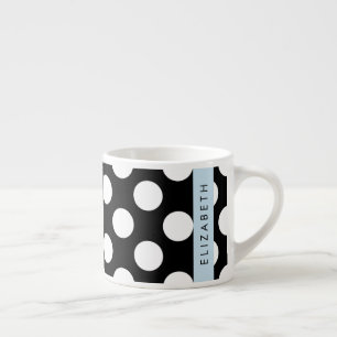 Zwart-witte pooldots, gedopt, Jouw naam Espresso Kop