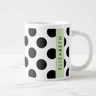 Zwart-witte pooldots, gedopt, Jouw naam Extra Grote Beker