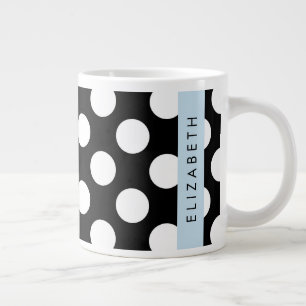 Zwart-witte pooldots, gedopt, Jouw naam Extra Grote Beker