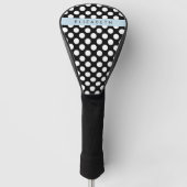 Zwart-witte pooldots, gedopt, Jouw naam Golfheadcover (Voorkant)