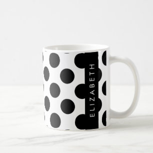 Zwart-witte pooldots, gedopt, Jouw naam Koffiemok