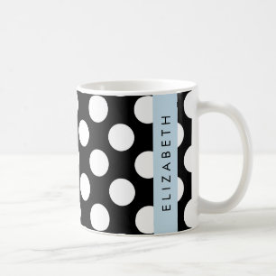 Zwart-witte pooldots, gedopt, Jouw naam Koffiemok