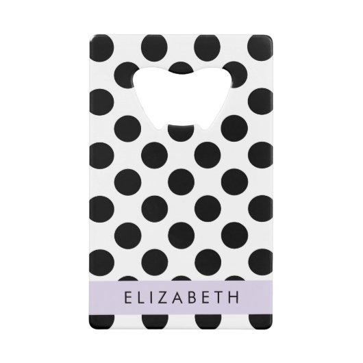 Zwart-witte pooldots, gedopt, Jouw naam Kredietkaart Flessenopener (Voorkant)