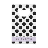 Zwart-witte pooldots, gedopt, Jouw naam Kredietkaart Flessenopener (Achterkant)