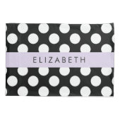Zwart-witte pooldots, gedopt, Jouw naam Kussensloop (Achterkant)