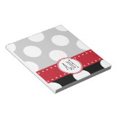 Zwart-witte pooldots, gedopt, monogram notitieblok (Schuin)