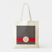 Zwart-witte pooldots, gedopt, monogram tote bag (Achterkant)