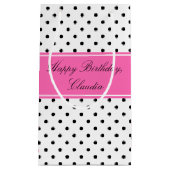 Zwart-witte pooldots met warmroze verjaardag klein cadeauzakje (Voorkant)