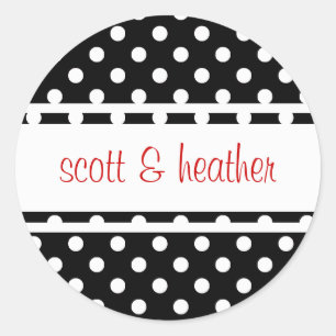 Zwart-witte pooldots - rood ronde sticker