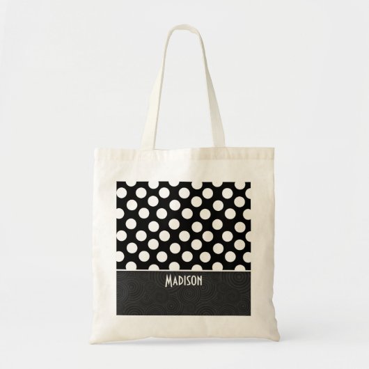 Zwart-witte pooldots tote bag (Voorkant)