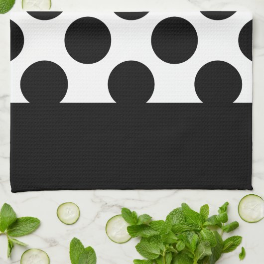 Zwart-witte poolpunten theedoek (Gevouwen)