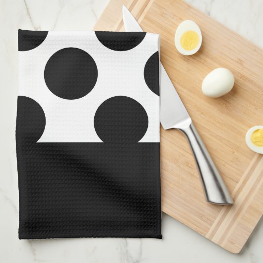 Zwart-witte poolpunten theedoek (Quarter Fold)