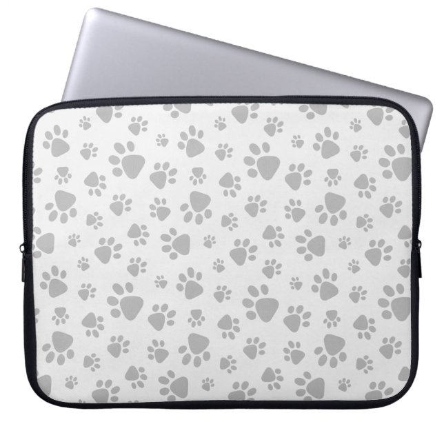 Zwart-witte pootafdrukken laptop sleeve (Voorkant)