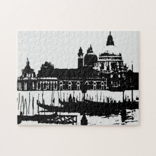 Zwart-witte Pop voor het Grote Kanaal van Venetië Legpuzzel