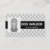 Zwart-witte poten en fotosjabloon - Dog Walker Visitekaartje (Voorkant)