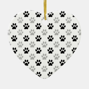 Zwart-witte puppy afdrukken keramisch ornament