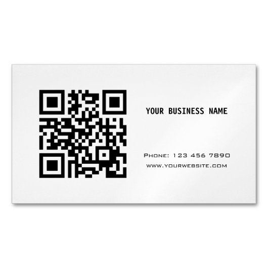Zwart-witte QR-code Magnetisch Visitekaartje (Voorkant)