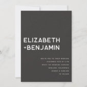 Zwart Witte QR Code Trouw Uitnodiging met RSVP (Voorkant)