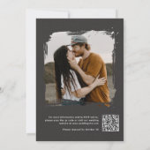 Zwart Witte QR Code Trouw Uitnodiging met RSVP (Achterkant)