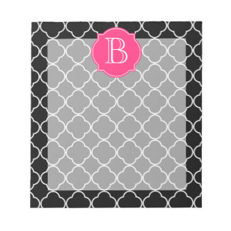 Zwart-witte quatrefolie met monogram notitieblok