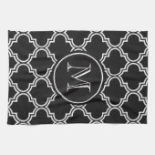 Zwart-witte quatrefolie theedoek (Horizontaal)