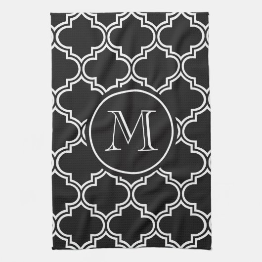 Zwart-witte quatrefolie theedoek (Verticaal)